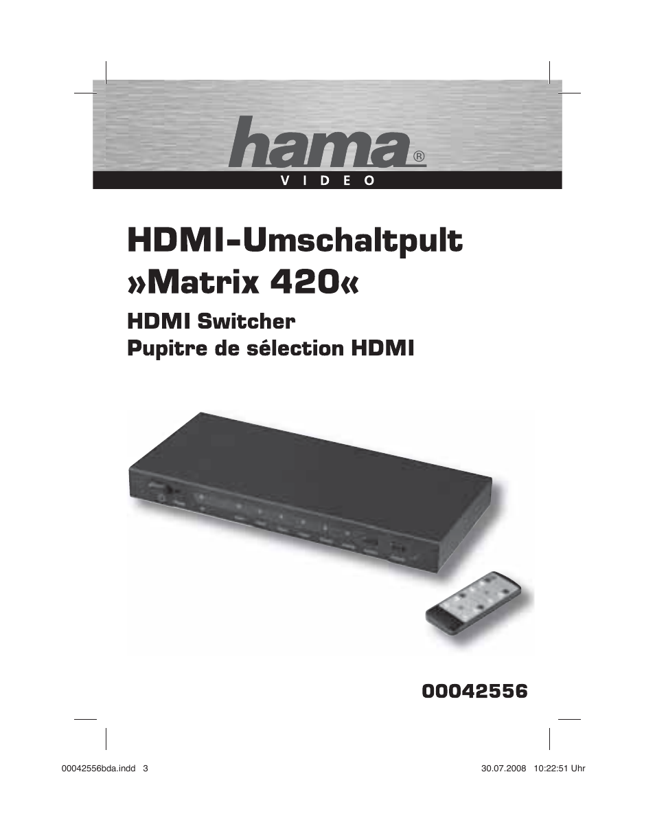 Hama HDMI Matrix Switcher 4x2 User Manual | Page 2 / 36