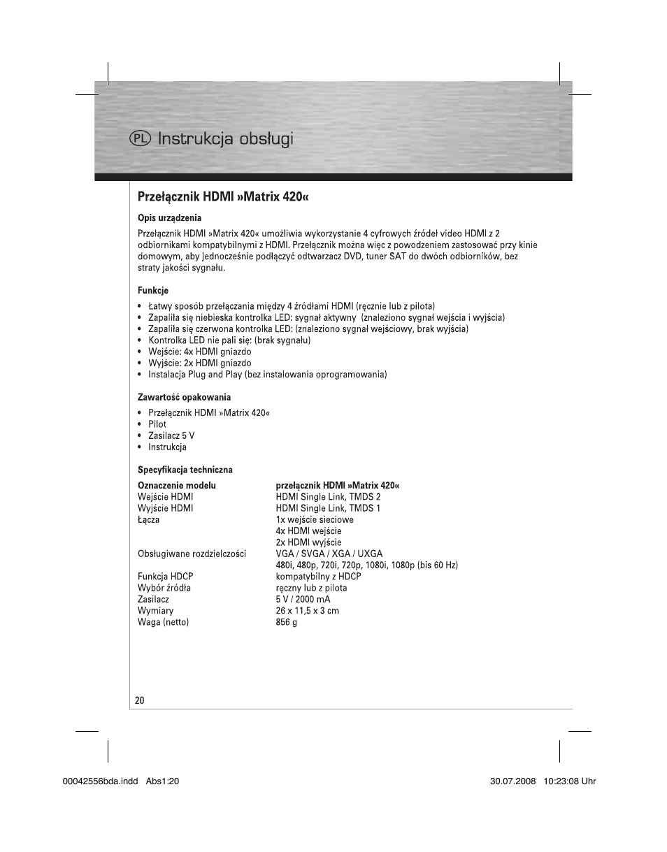 Hama HDMI Matrix Switcher 4x2 User Manual | Page 21 / 36