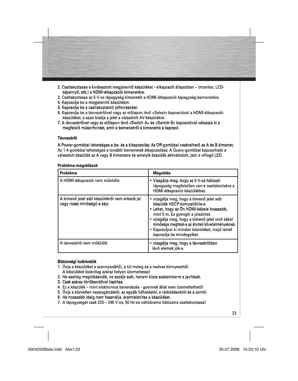 Hama HDMI Matrix Switcher 4x2 User Manual | Page 24 / 36