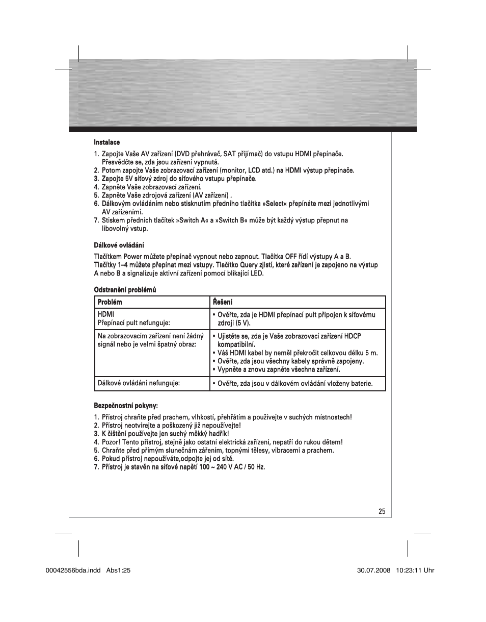 Hama HDMI Matrix Switcher 4x2 User Manual | Page 26 / 36