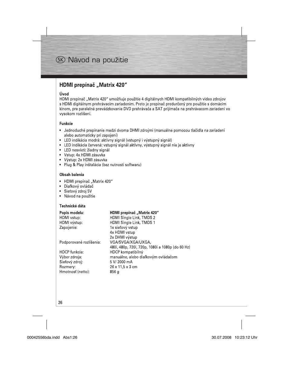 Hama HDMI Matrix Switcher 4x2 User Manual | Page 27 / 36