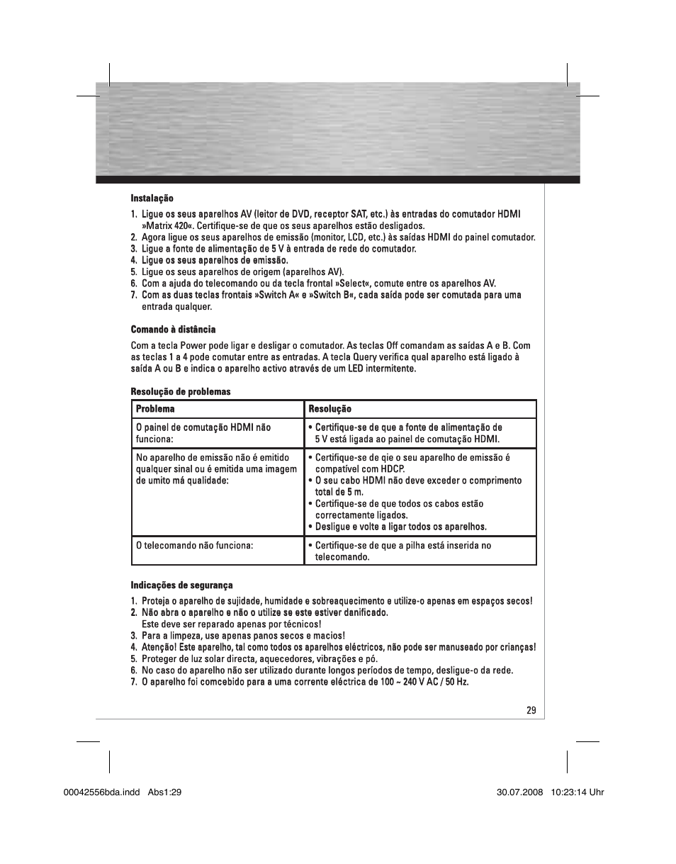Hama HDMI Matrix Switcher 4x2 User Manual | Page 30 / 36