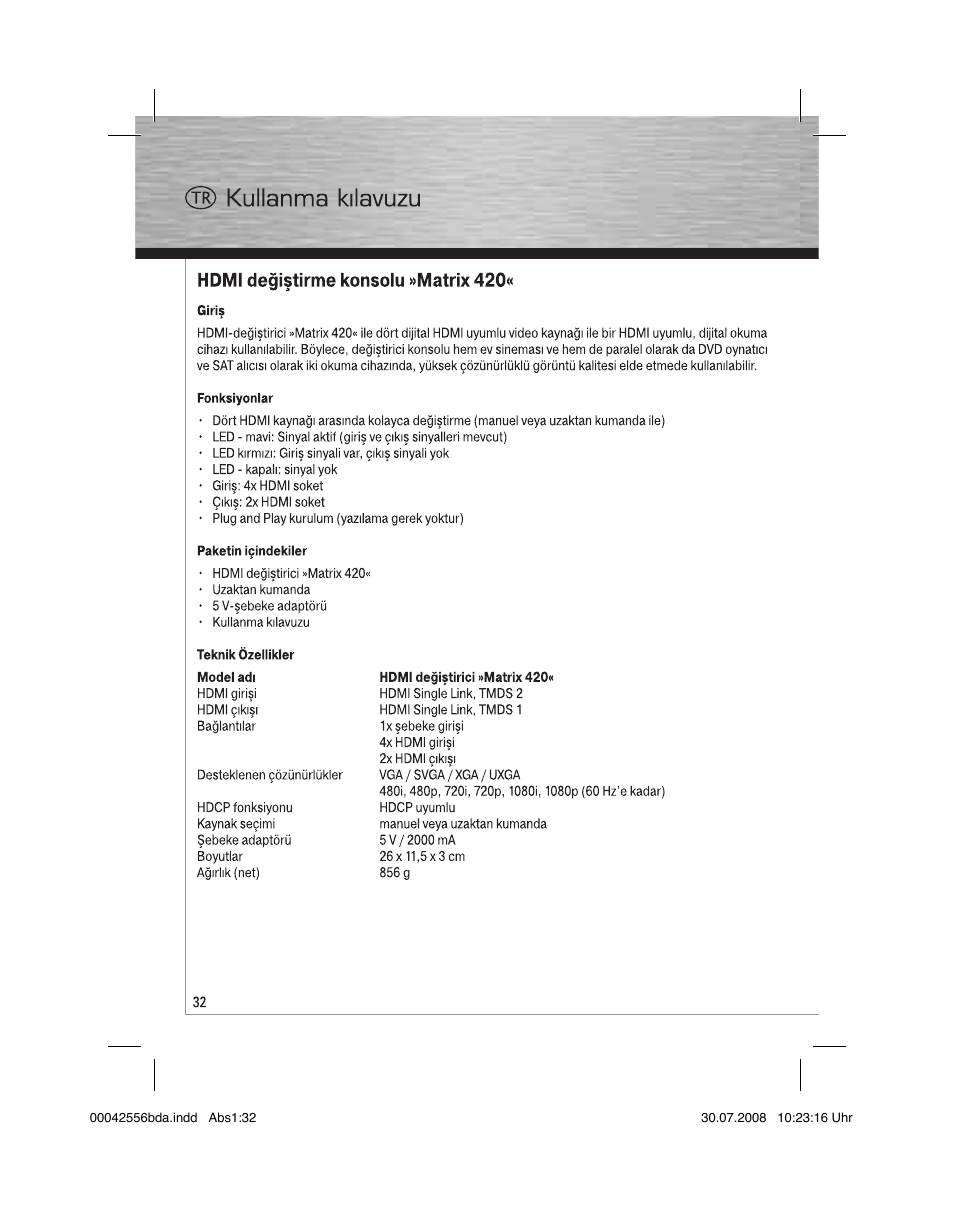 Hama HDMI Matrix Switcher 4x2 User Manual | Page 33 / 36