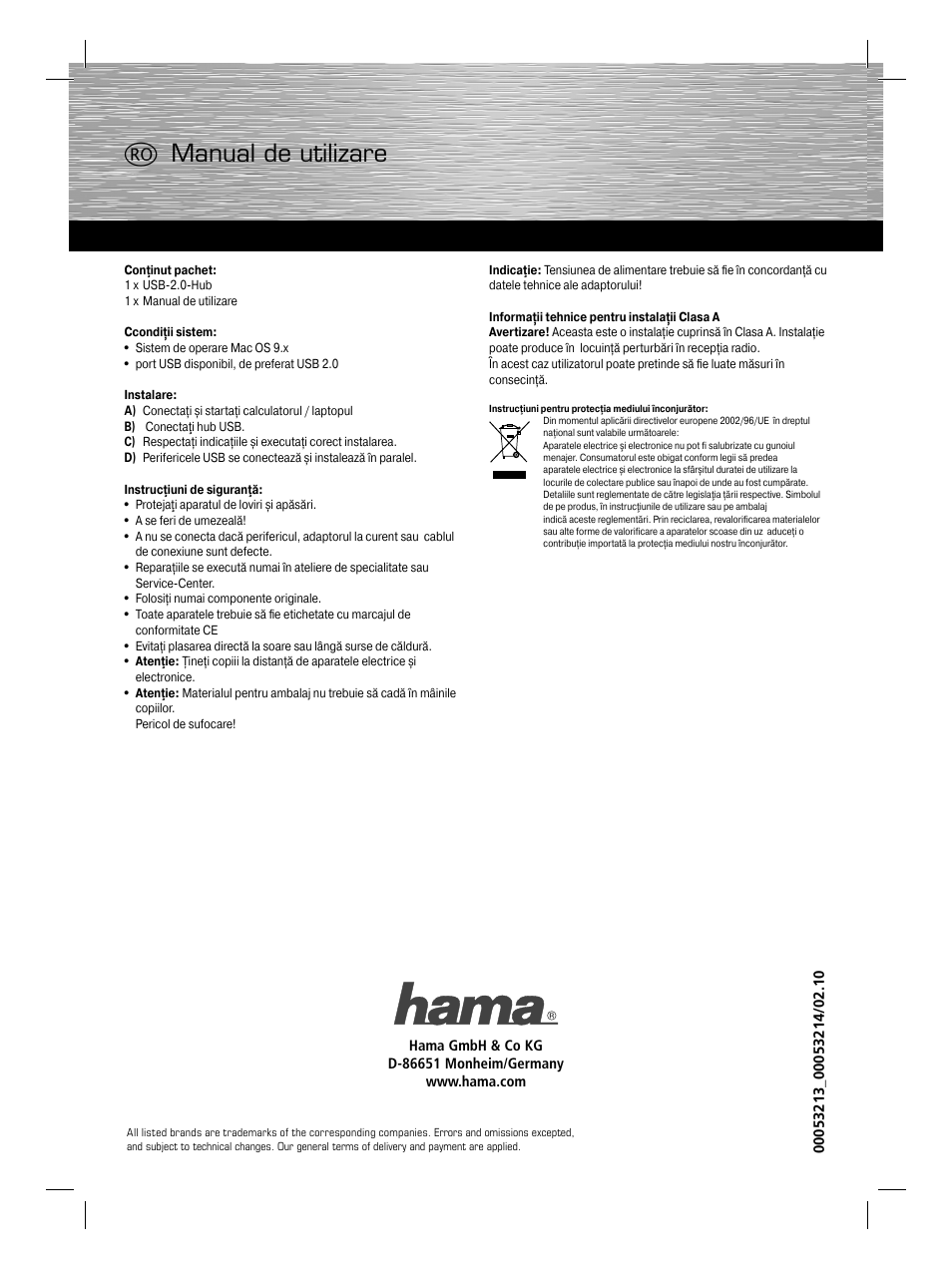 Hama USB 2.0 Hub 1:3 User Manual | 14 pages