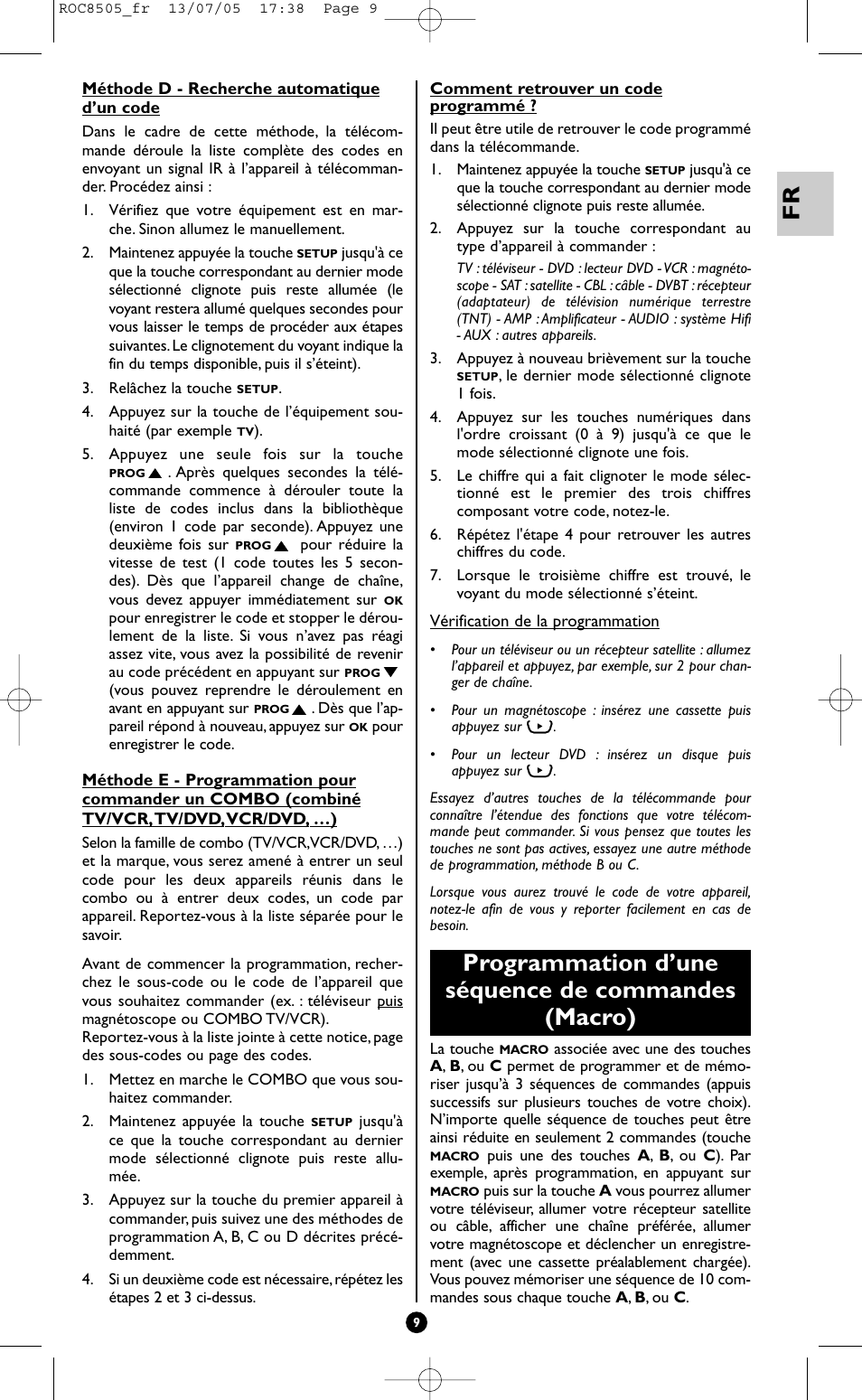 Programmation d’une séquence de commandes (macro) | Hama ROC8505 User Manual | Page 14 / 102