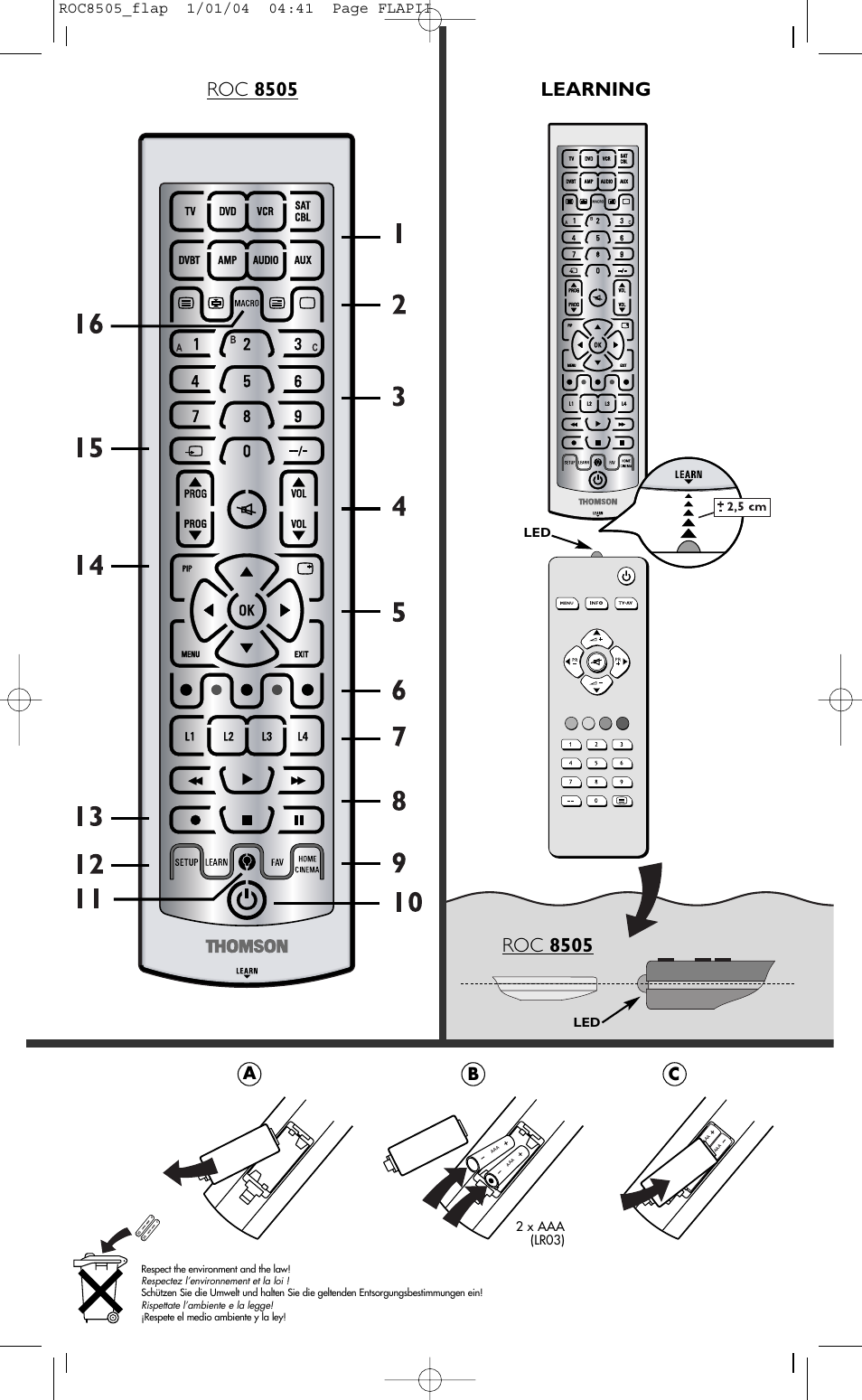 Roc 8505 learning, Roc 8505, Ca b | Hama ROC8505 User Manual | Page 3 / 102