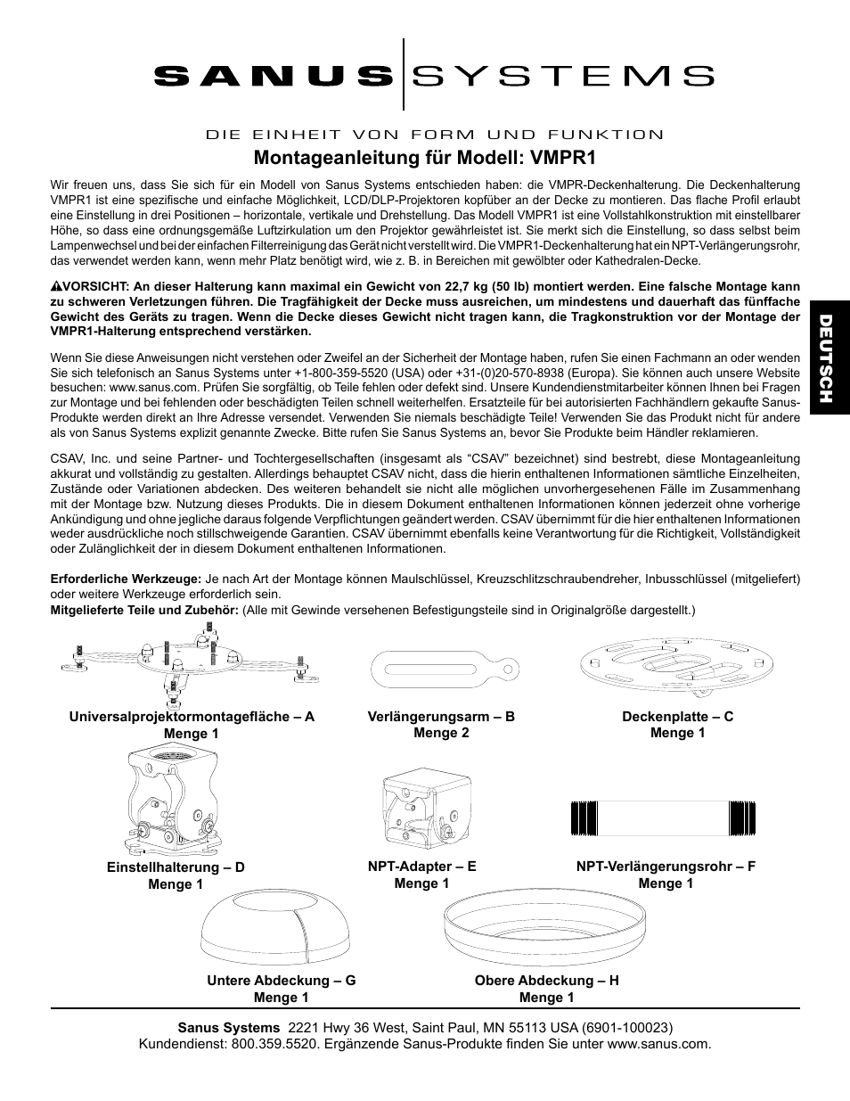 Montageanleitung für modell: vmpr1 | Hama VMPR1 User Manual | Page 19 / 66