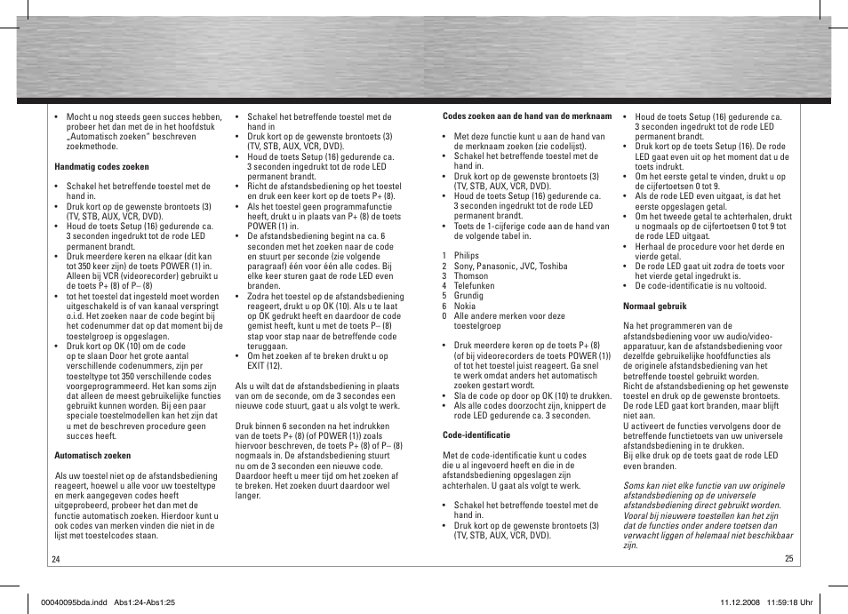 Hama Remote Control Universal 5in1 User Manual | Page 13 / 24