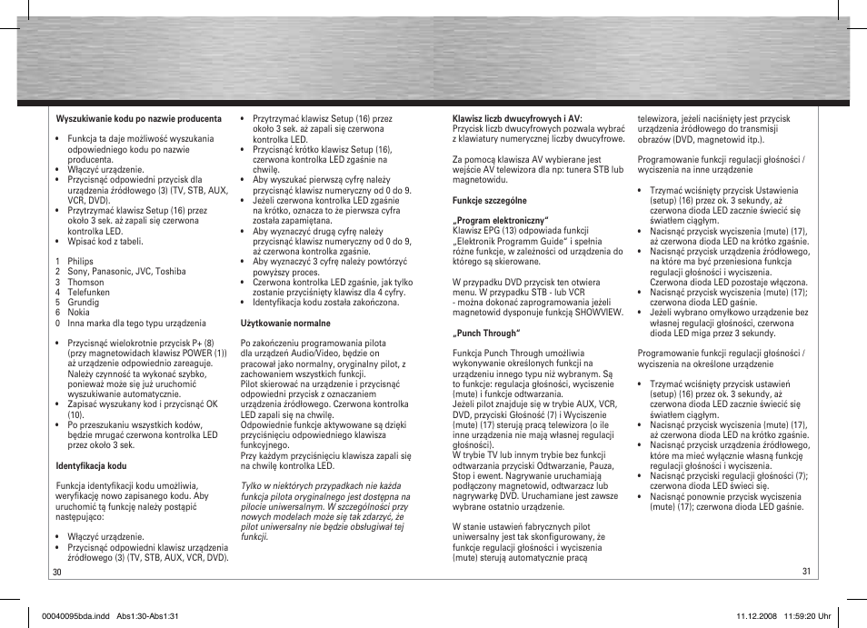 Hama Remote Control Universal 5in1 User Manual | Page 16 / 24