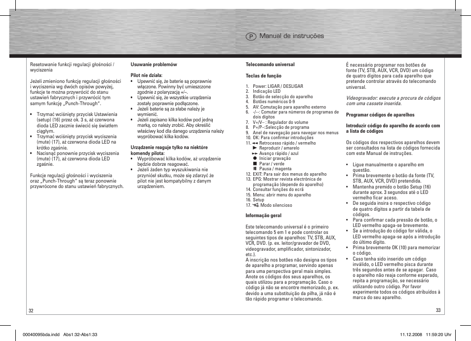 Hama Remote Control Universal 5in1 User Manual | Page 17 / 24