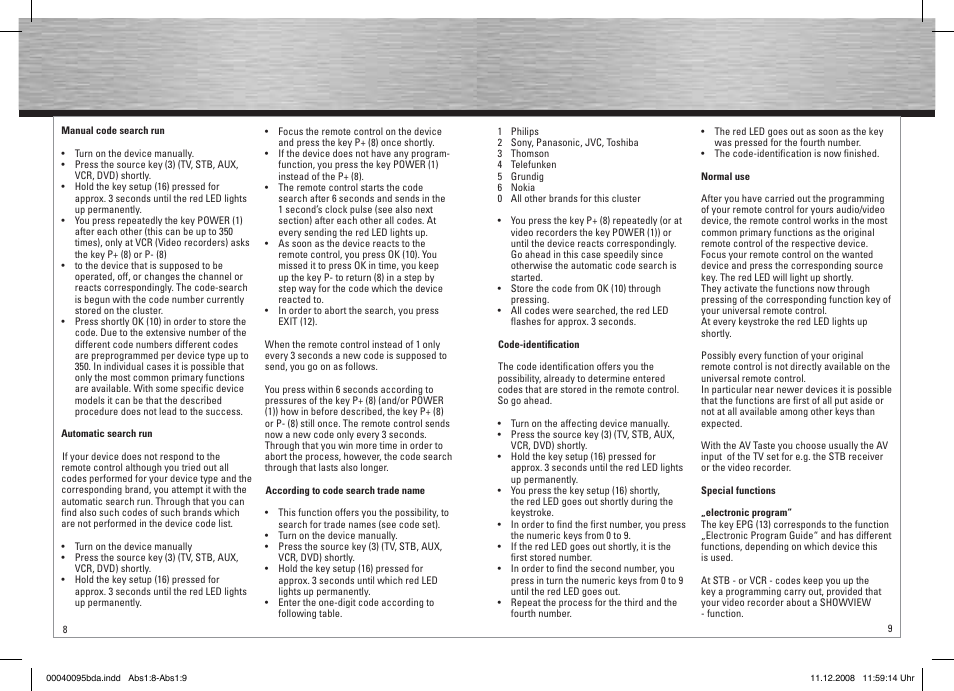 Hama Remote Control Universal 5in1 User Manual | Page 5 / 24