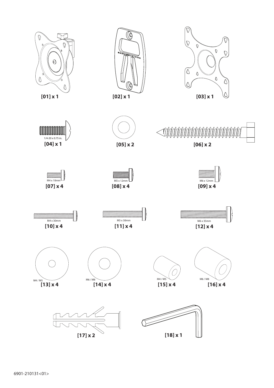 01] x 1, 03] x 1, 02] x 1 | 07] x 4, 08] x 4, 09] x 4, 10] x 4, 11] x 4, 12] x 4, 13] x 4 | Hama MF202-B2 User Manual | Page 5 / 18