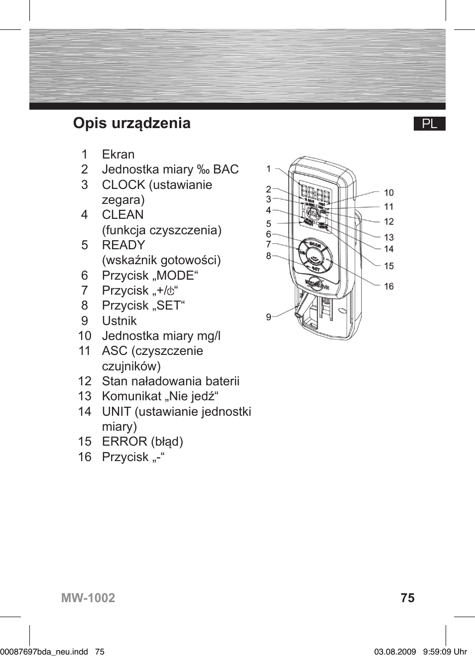 Opis urządzenia | Hama MW1002 User Manual | Page 75 / 156