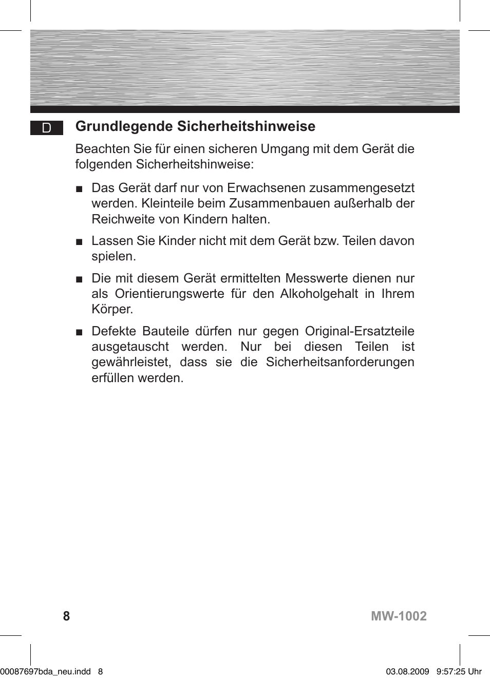 Grundlegende sicherheitshinweise | Hama MW1002 User Manual | Page 8 / 156