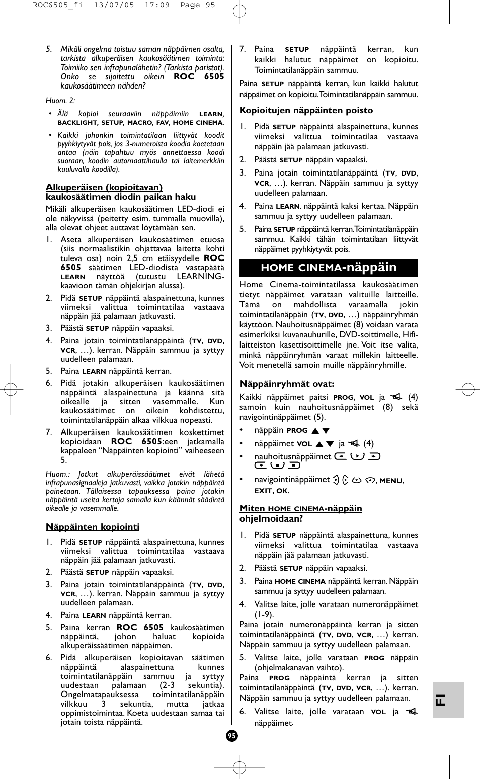 Näppäin, Home cinema | Hama ROC6505 User Manual | Page 100 / 102