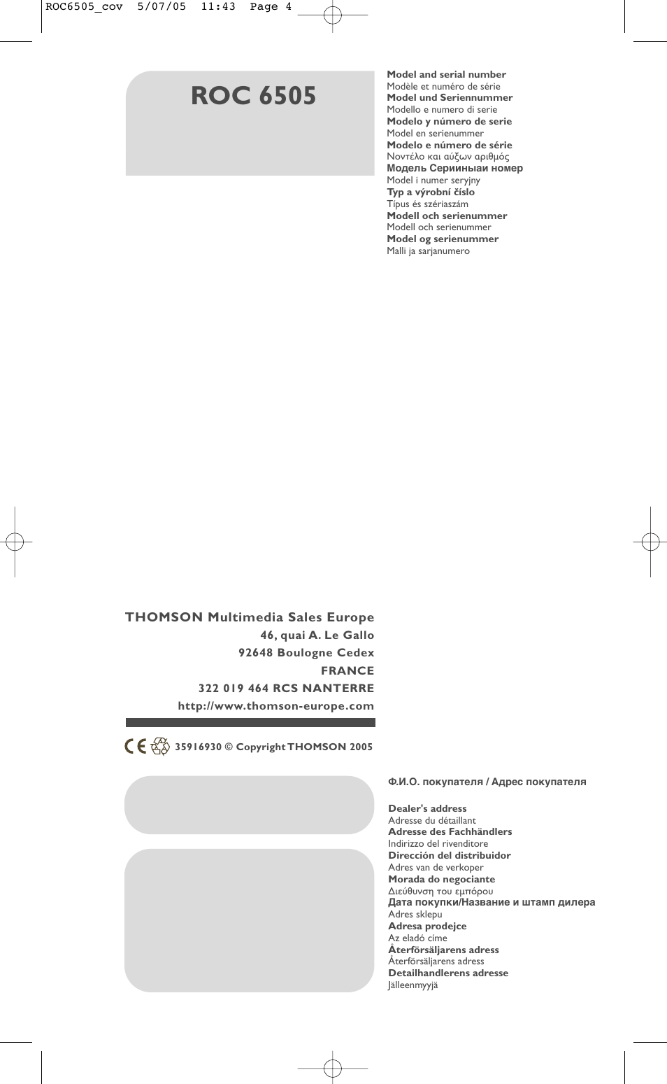 Roc 6505 | Hama ROC6505 User Manual | Page 102 / 102