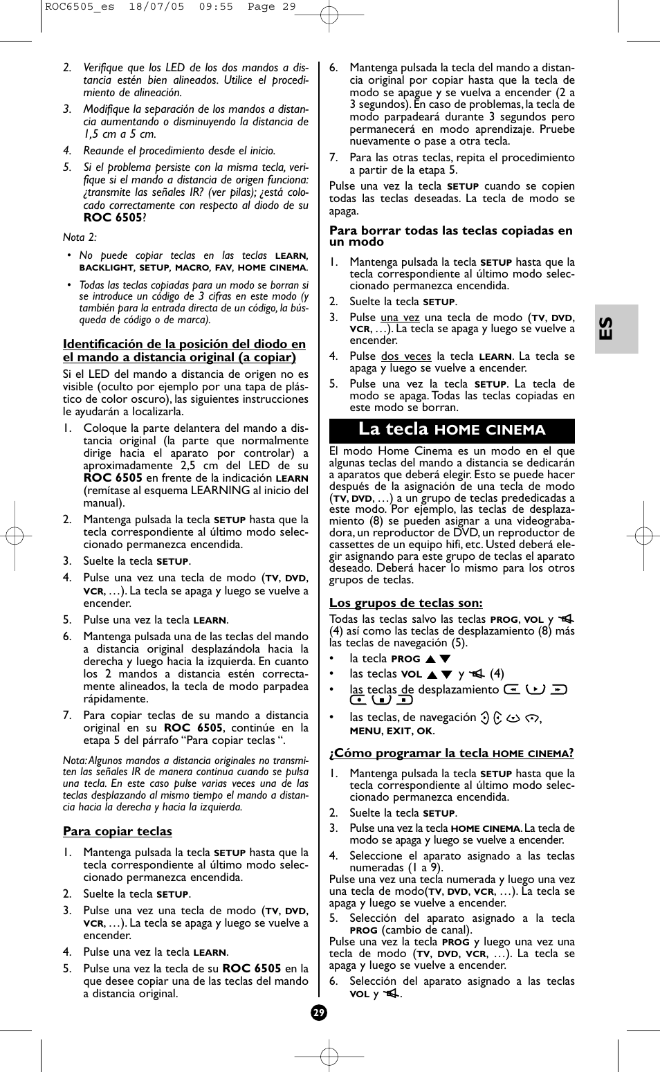 La tecla, Home cinema | Hama ROC6505 User Manual | Page 34 / 102