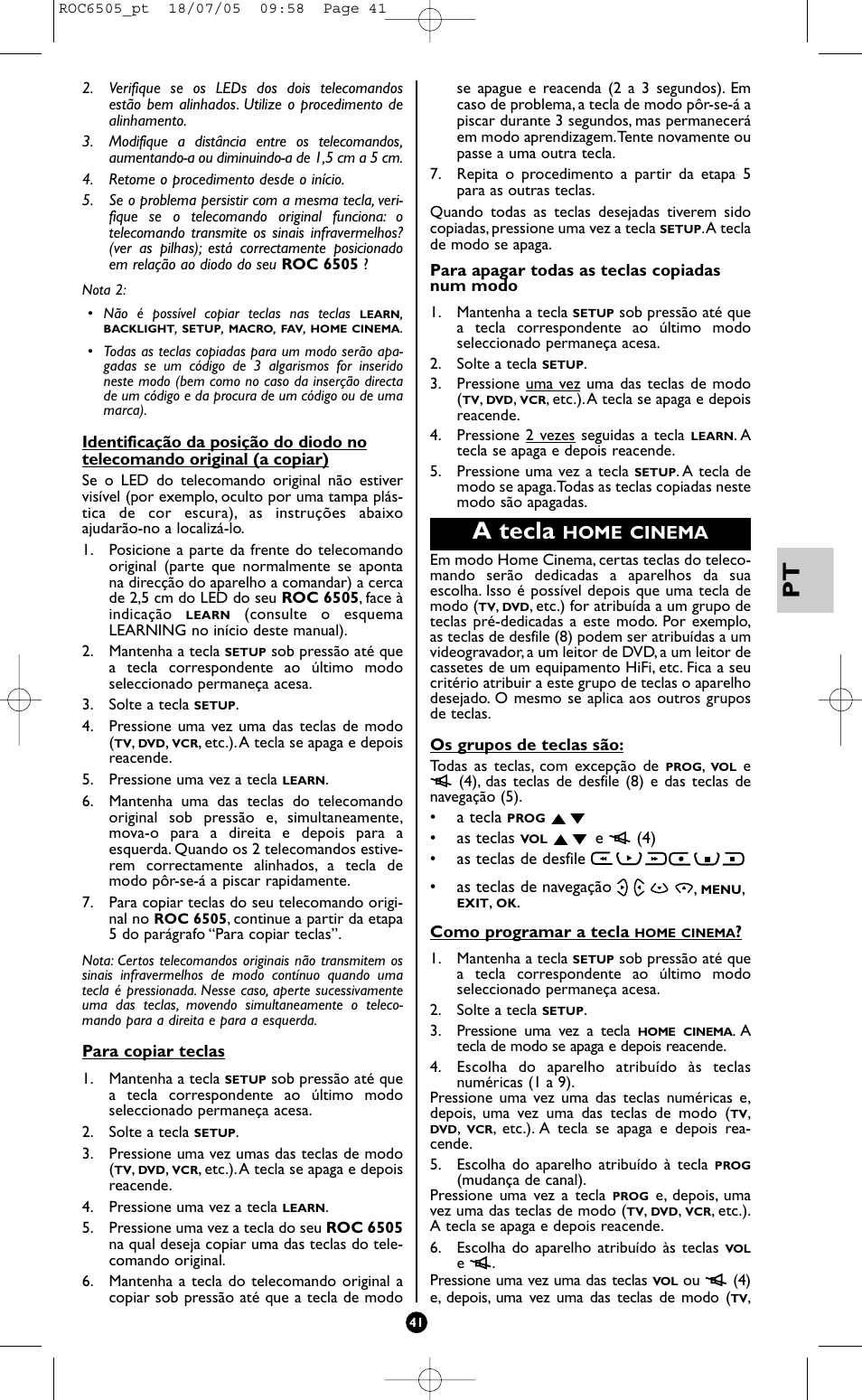 A tecla, Home cinema | Hama ROC6505 User Manual | Page 46 / 102