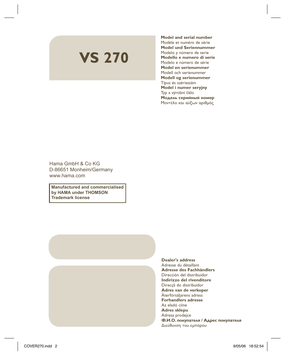 Vs 270 | Hama VS270 User Manual | Page 32 / 32