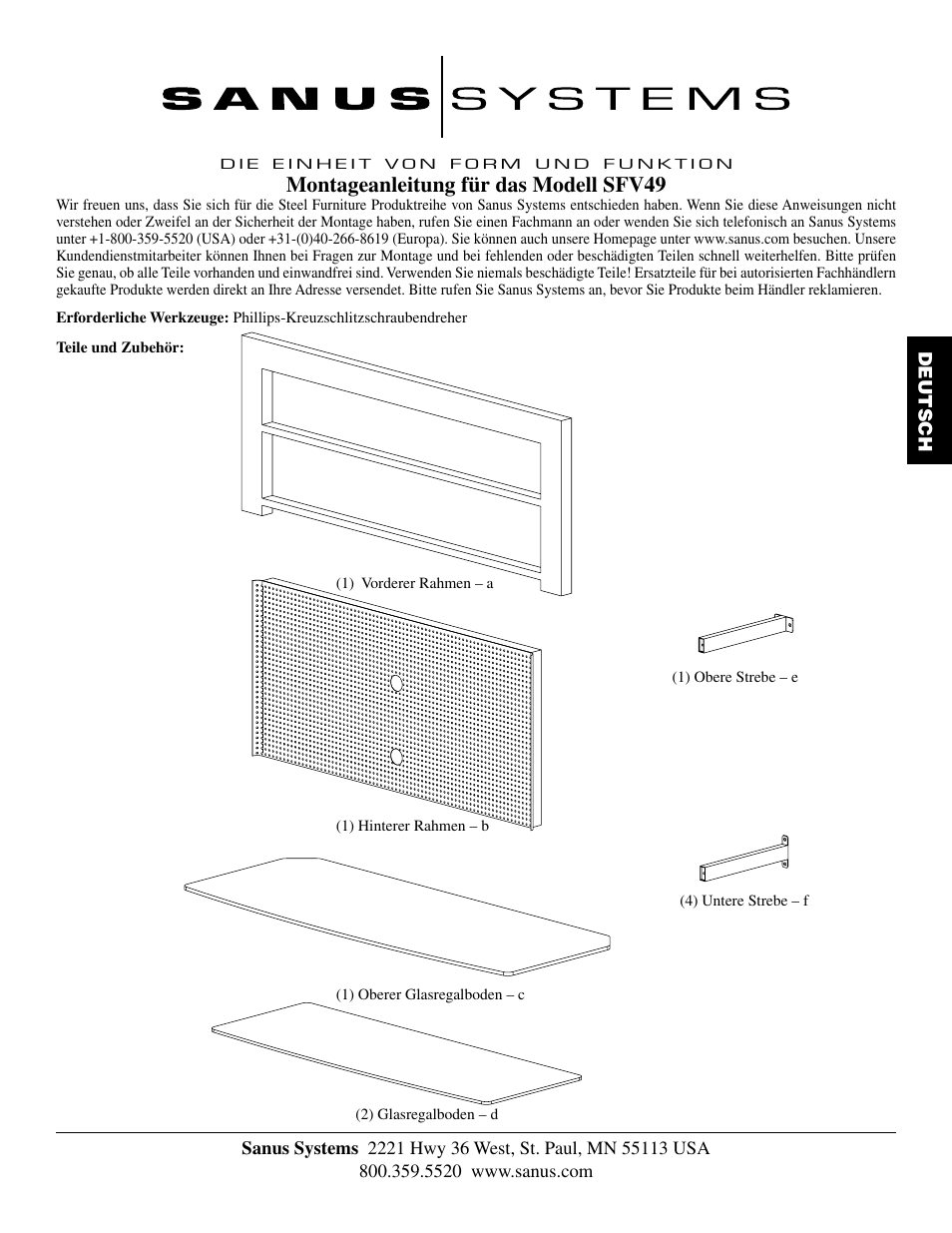 Montageanleitung für das modell sfv49 | Hama SFV49b User Manual | Page 11 / 34