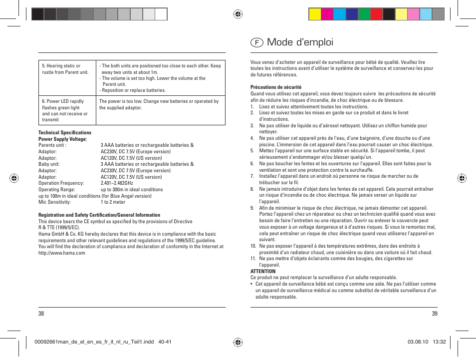 F mode d’emploi | Hama BC-400D User Manual | Page 20 / 75