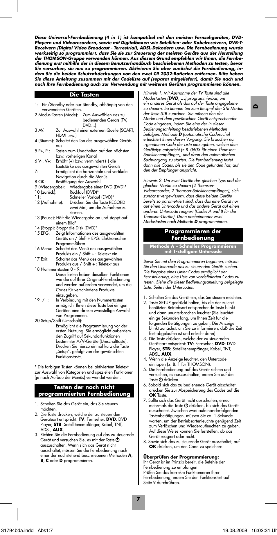 Programmieren der fernbedienung | Hama ROC4228 User Manual | Page 12 / 54