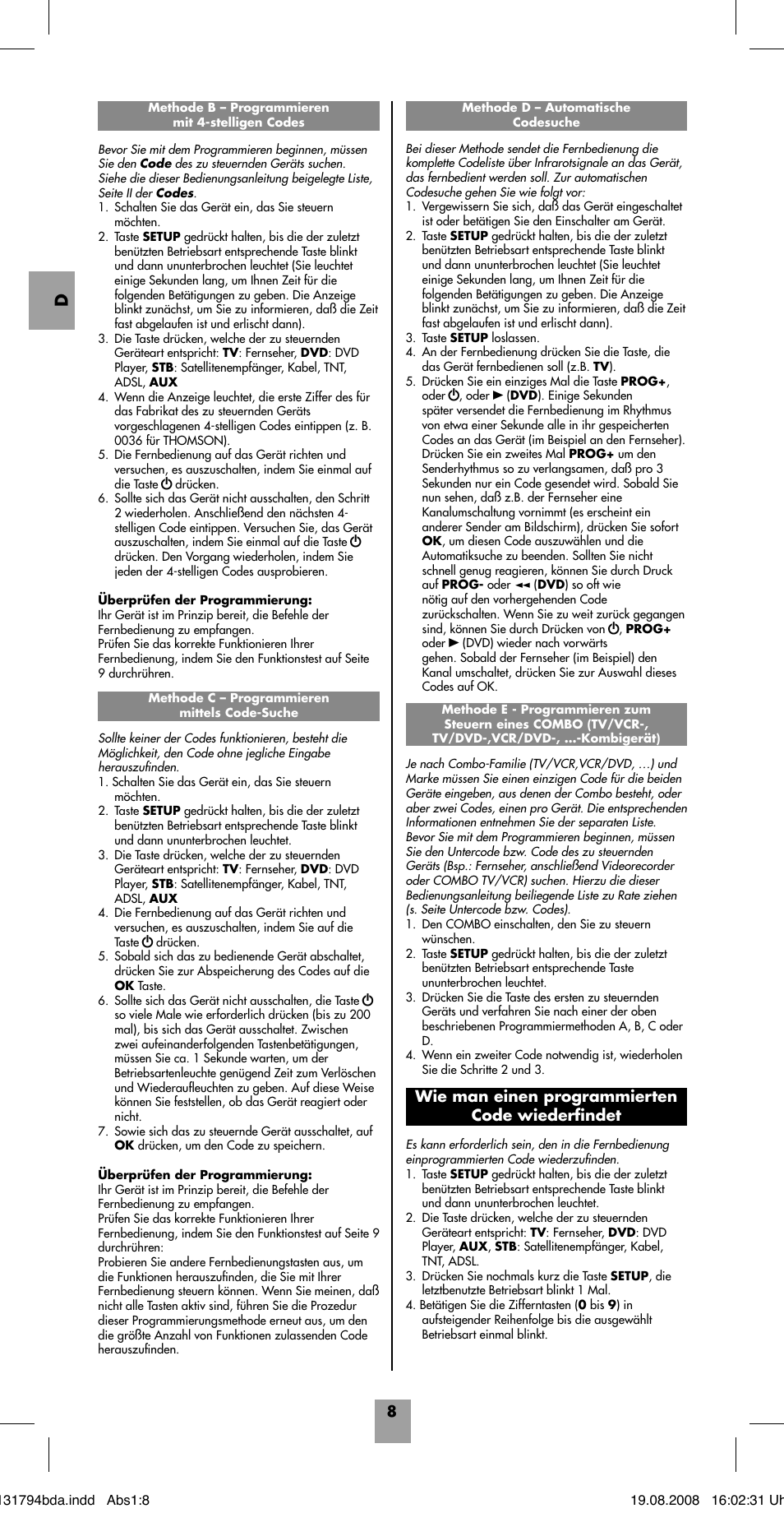 Wie man einen programmierten code wiederfi ndet | Hama ROC4228 User Manual | Page 13 / 54