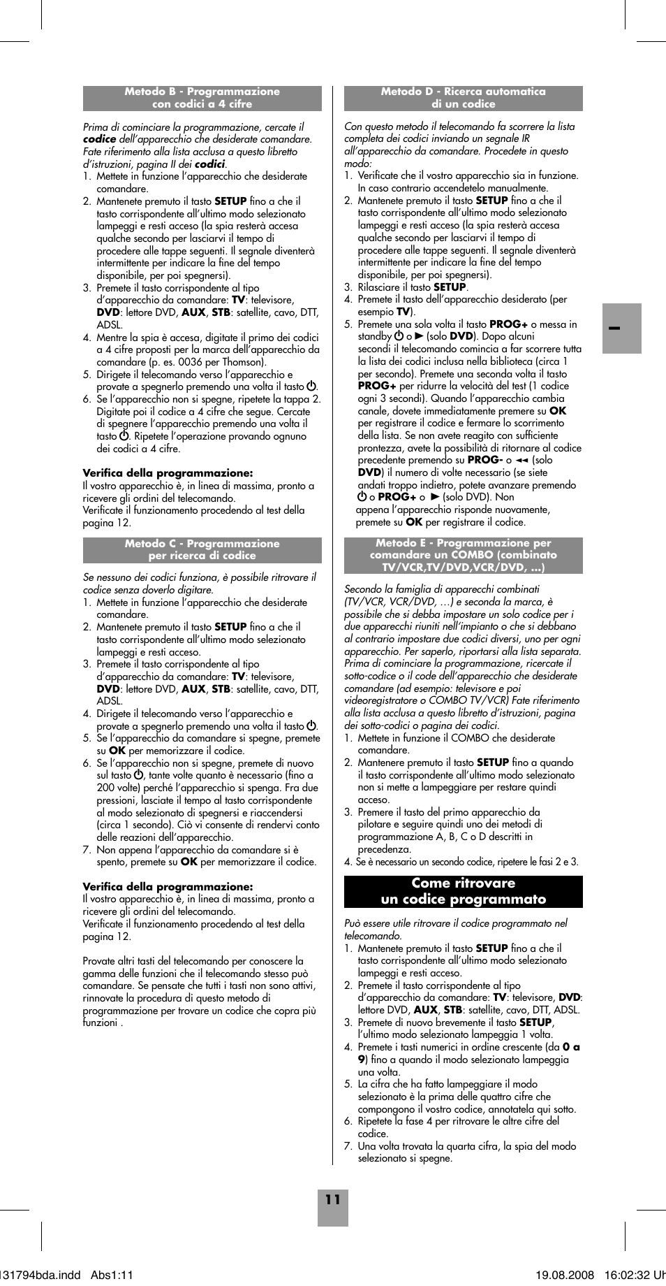 Come ritrovare un codice programmato | Hama ROC4228 User Manual | Page 16 / 54