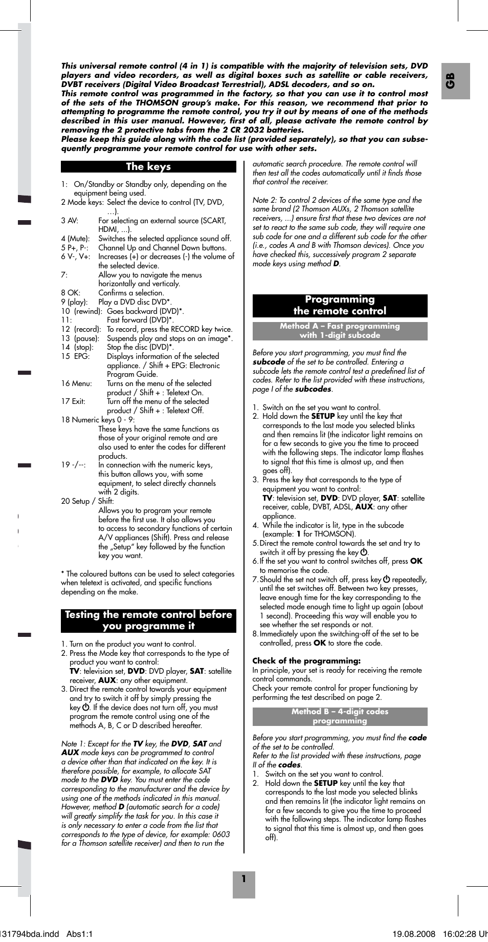 Programming the remote control | Hama ROC4228 User Manual | Page 6 / 54