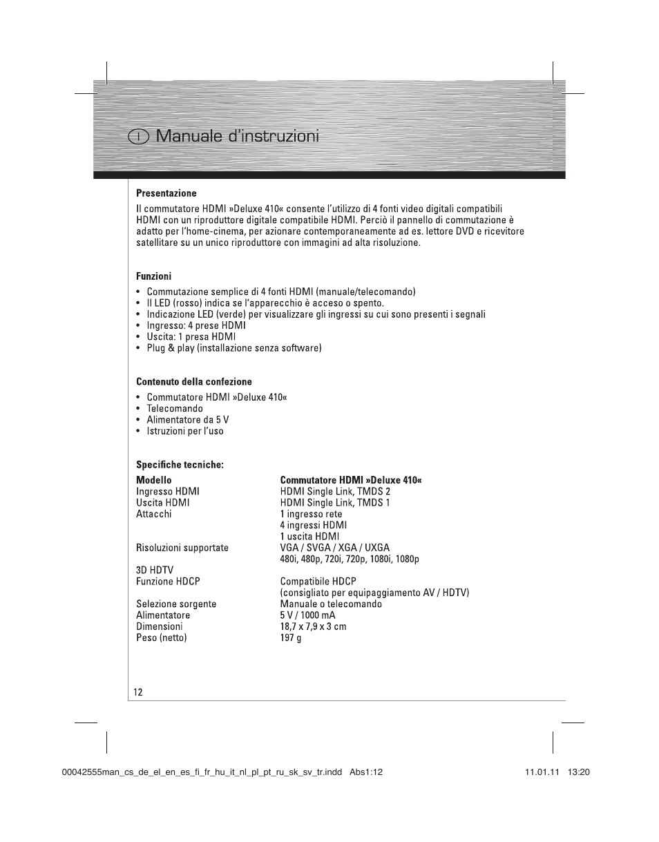 Hama HDMI Switcher Deluxe 410 User Manual | Page 12 / 36