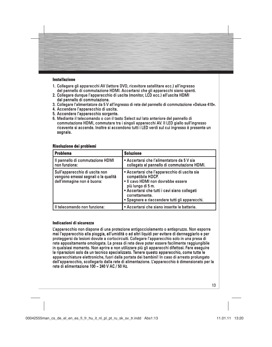 Hama HDMI Switcher Deluxe 410 User Manual | Page 13 / 36