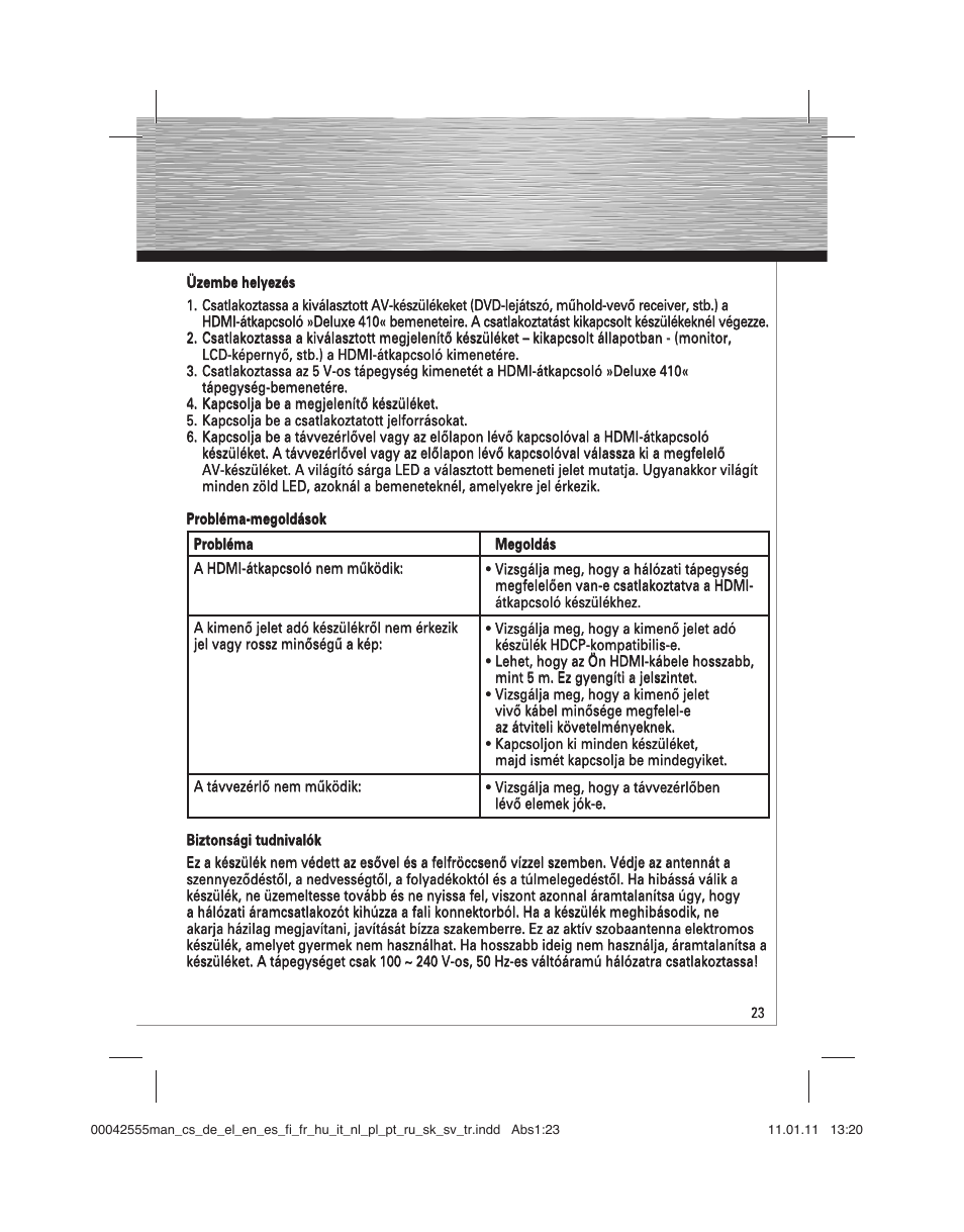 Hama HDMI Switcher Deluxe 410 User Manual | Page 23 / 36