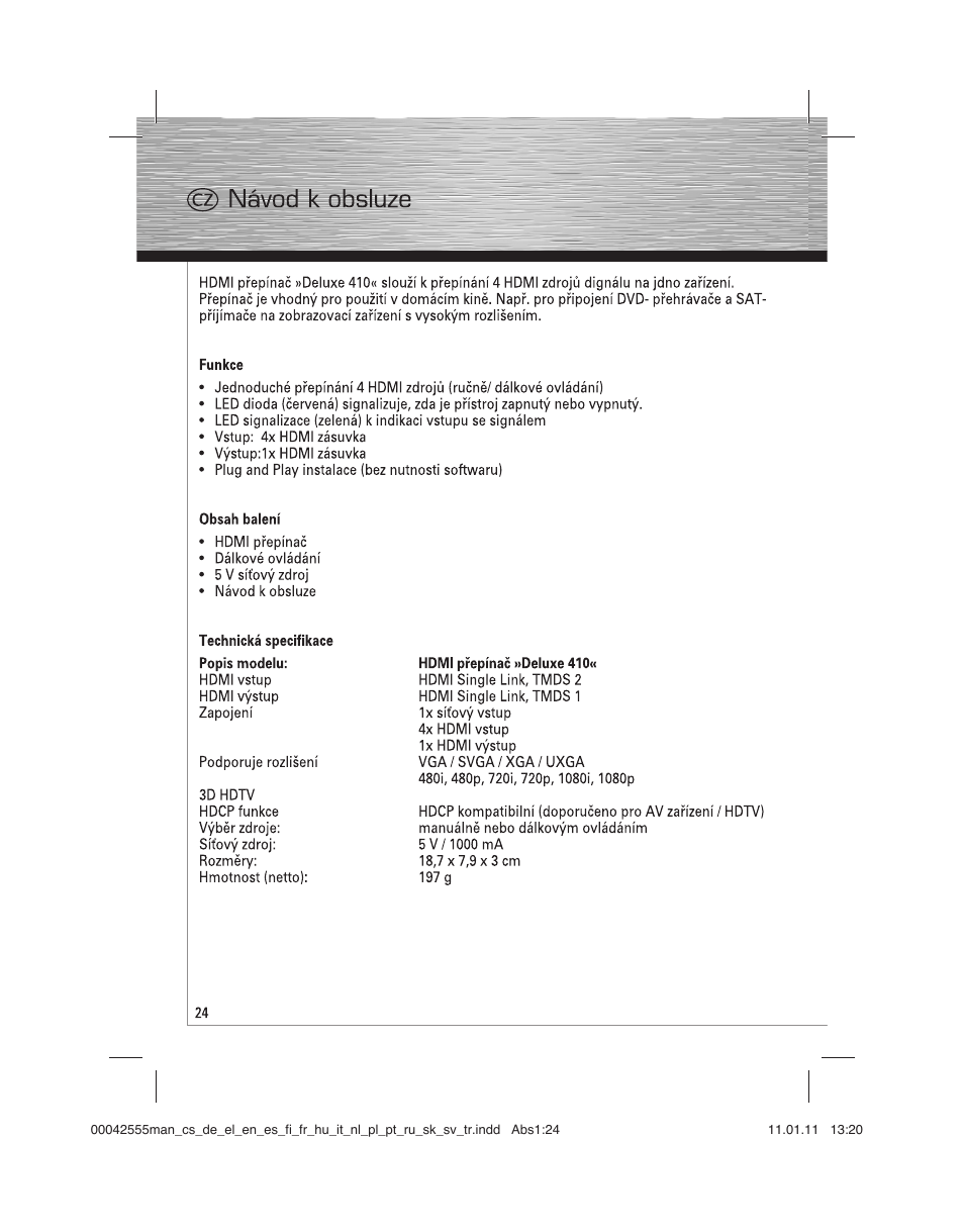 Hama HDMI Switcher Deluxe 410 User Manual | Page 24 / 36