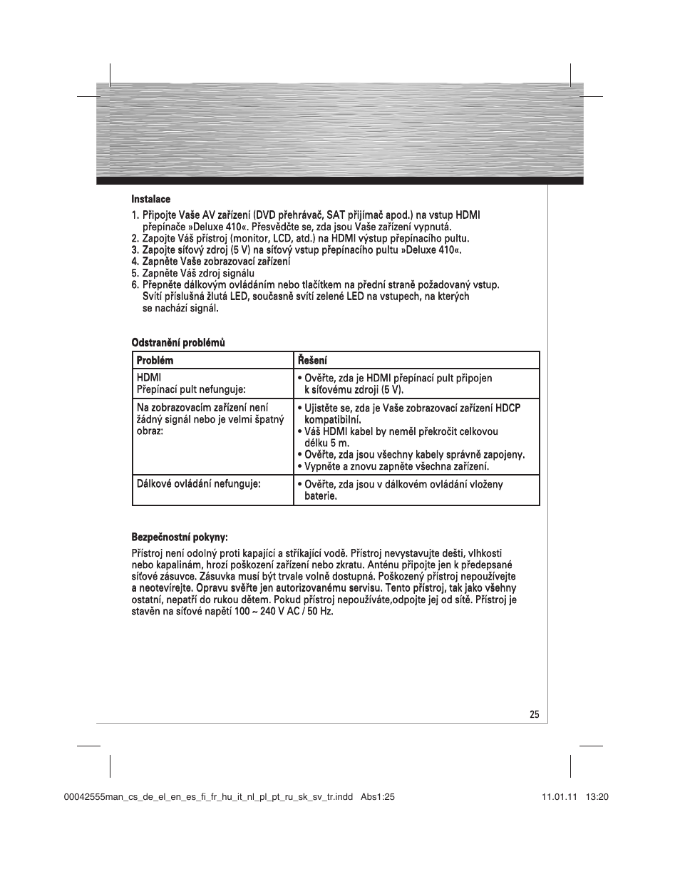 Hama HDMI Switcher Deluxe 410 User Manual | Page 25 / 36
