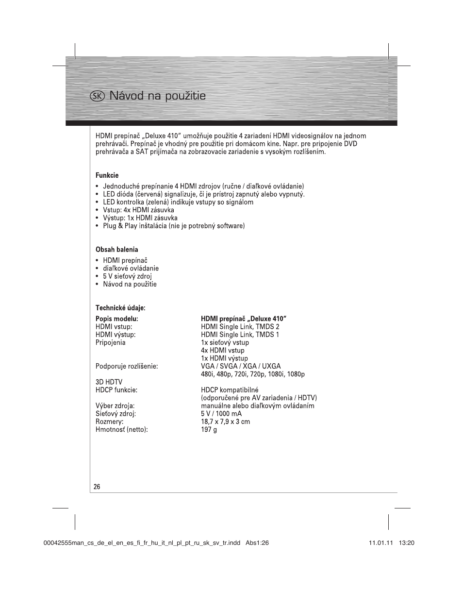 Hama HDMI Switcher Deluxe 410 User Manual | Page 26 / 36