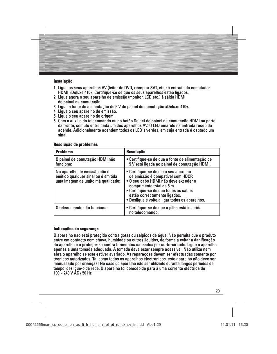 Hama HDMI Switcher Deluxe 410 User Manual | Page 29 / 36