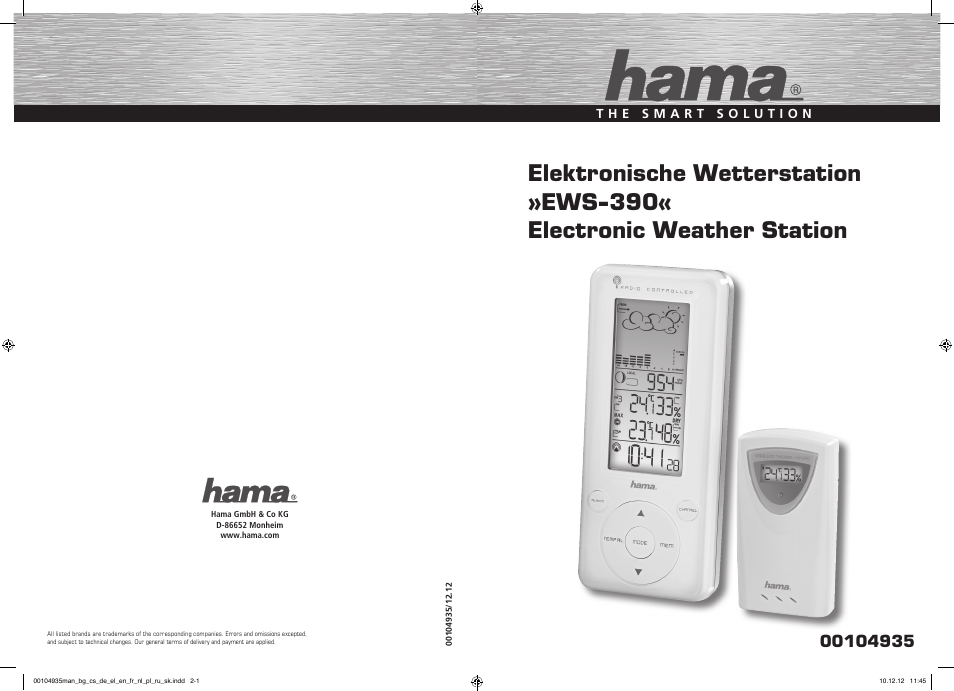 Hama EWS-390 User Manual | 27 pages