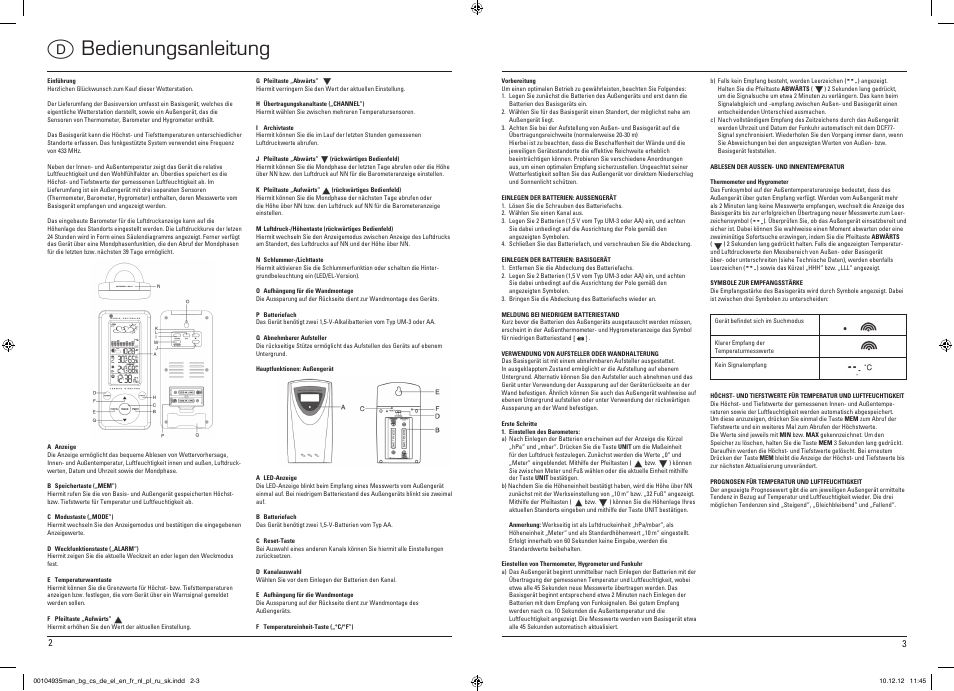 Dbedienungsanleitung | Hama EWS-390 User Manual | Page 2 / 27