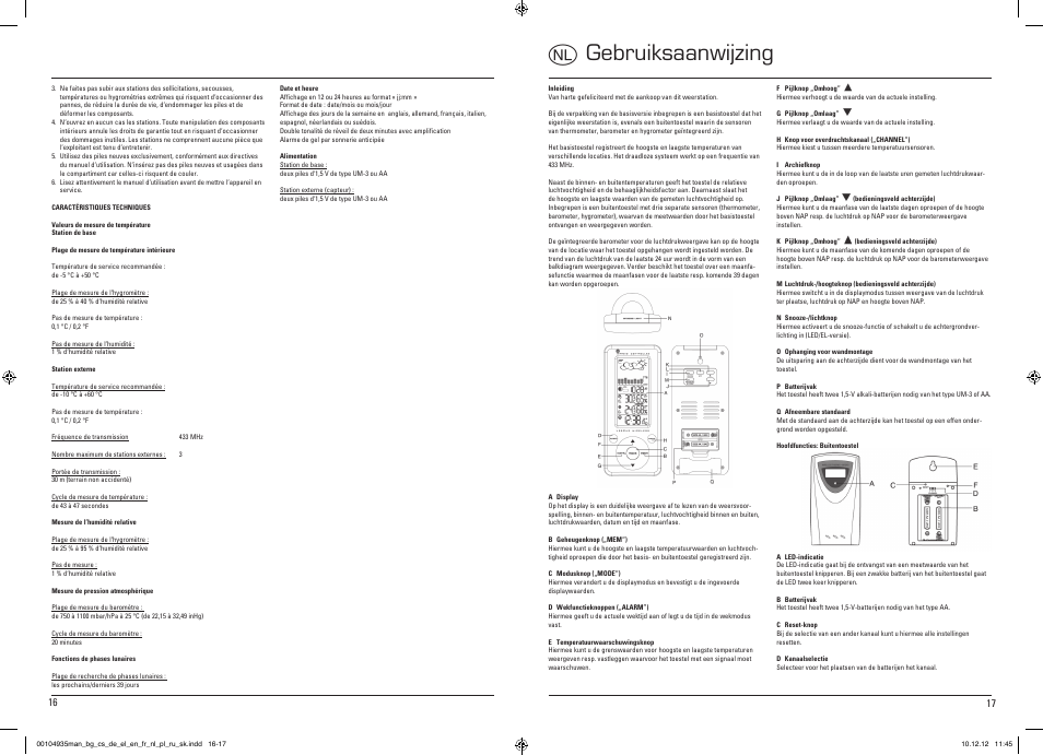 Ogebruiksaanwijzing | Hama EWS-390 User Manual | Page 9 / 27