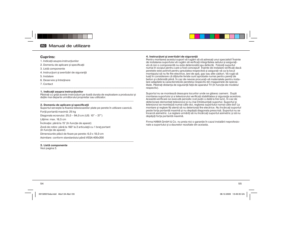 Manual de utilizare | Hama WAB137 User Manual | Page 28 / 29