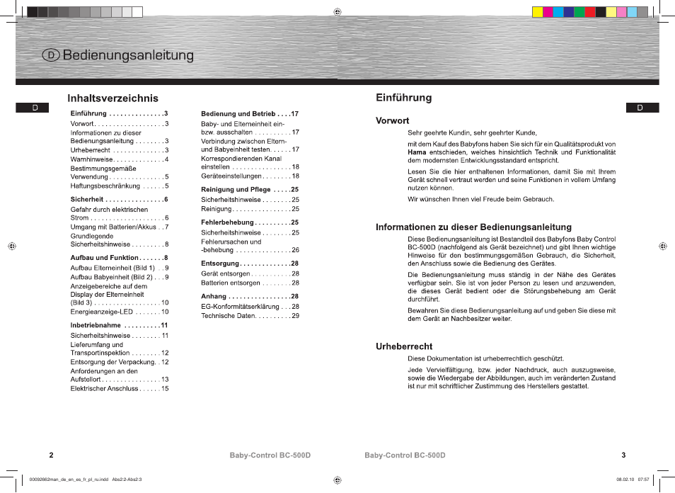 Hama BC-500D User Manual | Page 2 / 85