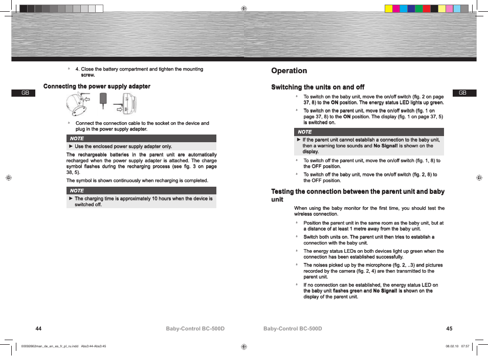 Operation | Hama BC-500D User Manual | Page 23 / 85