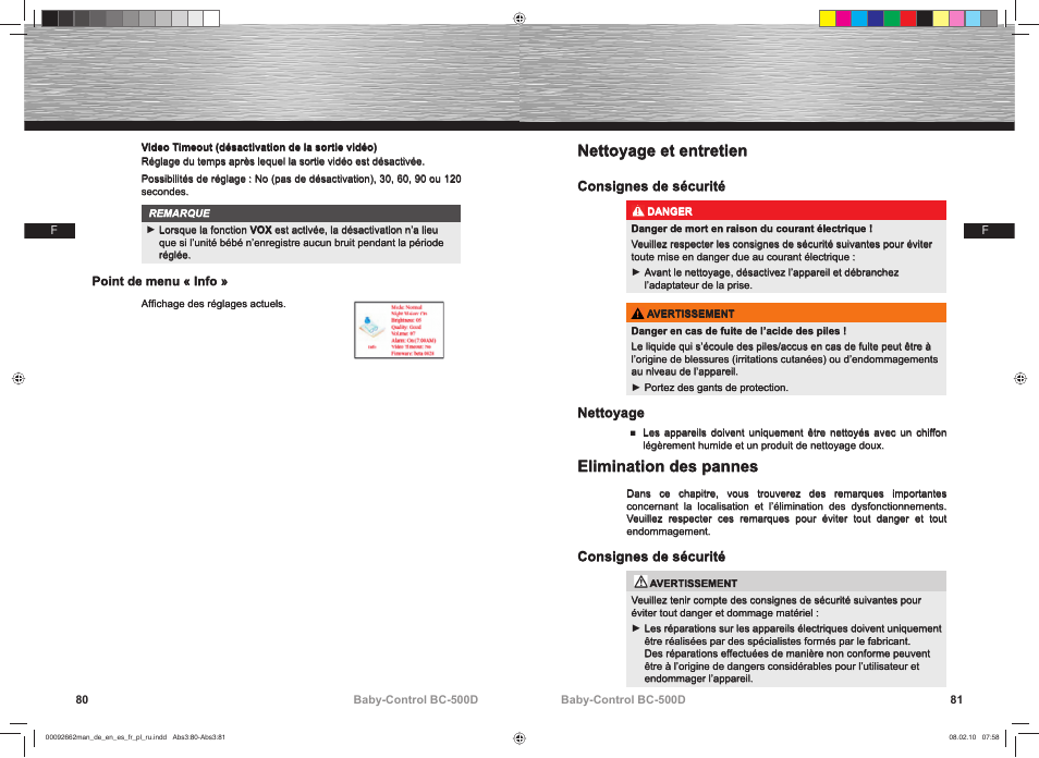 Nettoyage et entretien, Elimination des pannes | Hama BC-500D User Manual | Page 41 / 85