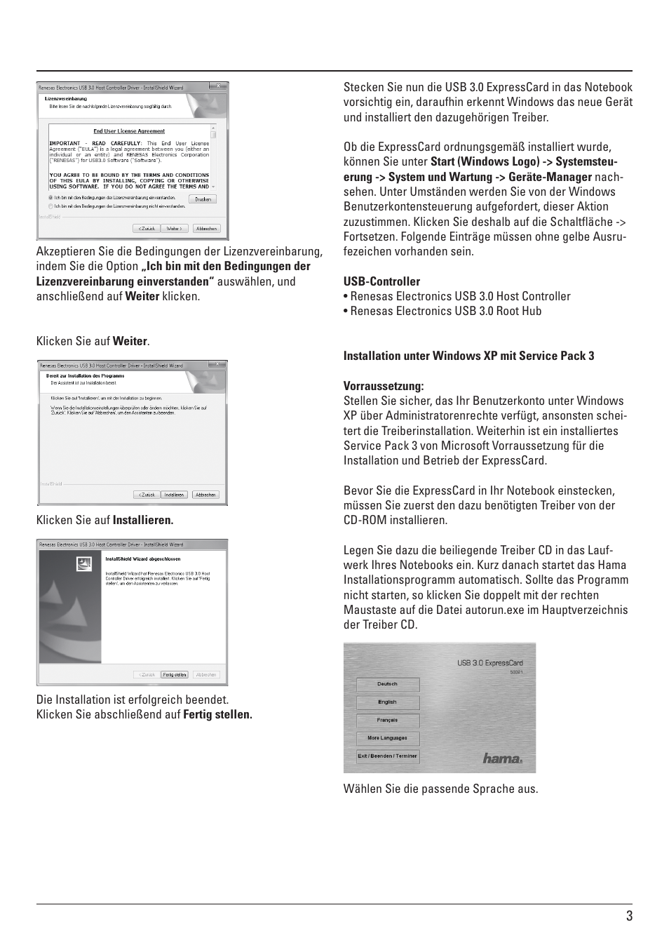 Hama ExpressCard USB 3.0 User Manual | Page 3 / 72