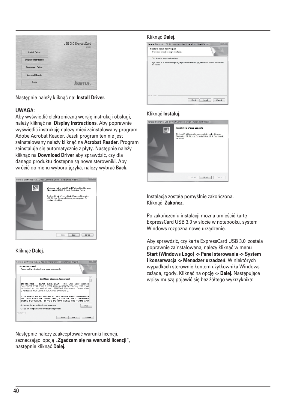 Hama ExpressCard USB 3.0 User Manual | Page 40 / 72