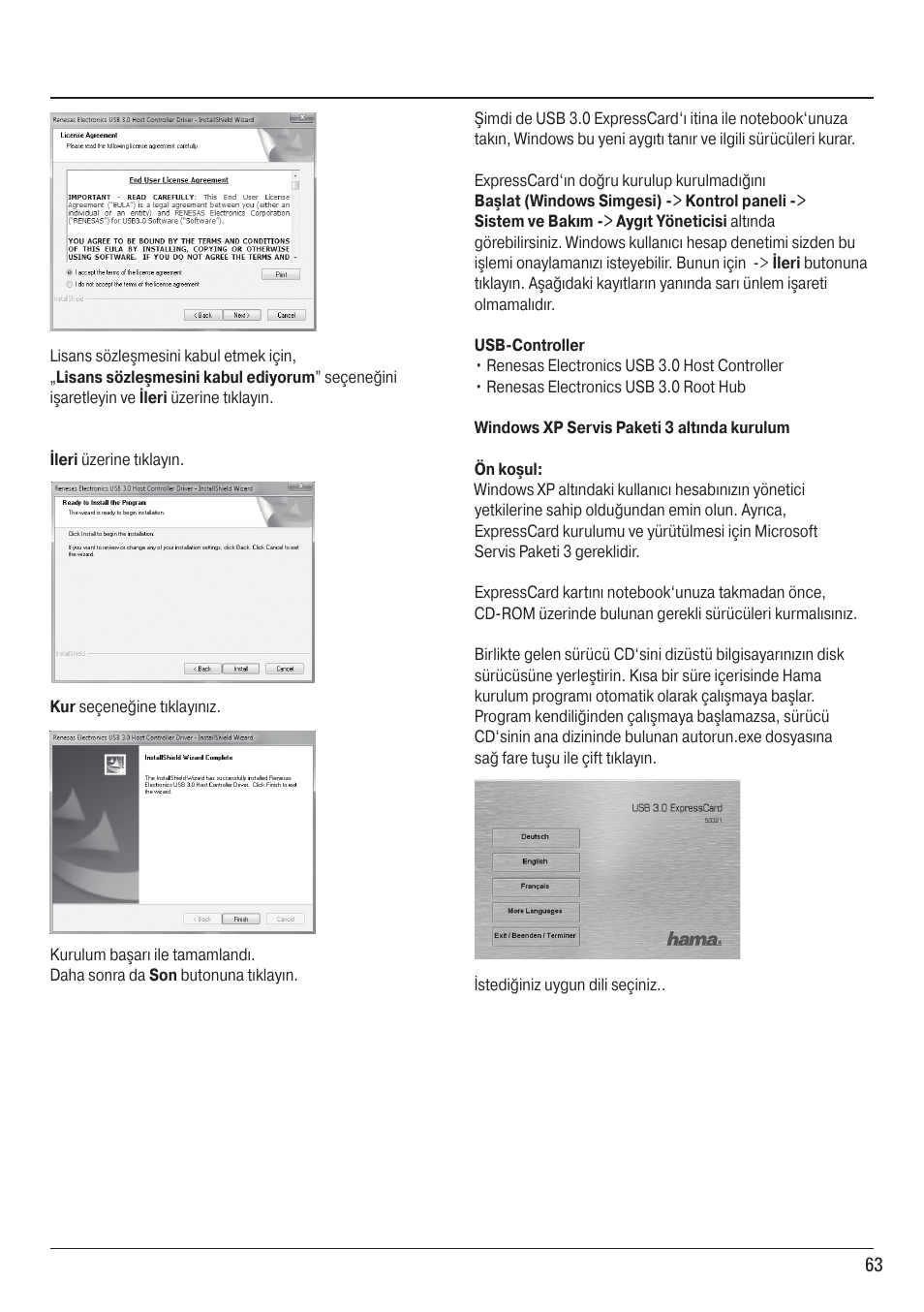 Hama ExpressCard USB 3.0 User Manual | Page 63 / 72