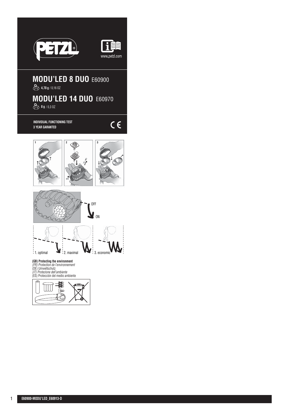 Petzl MODU'LED 8 DUO User Manual | 8 pages