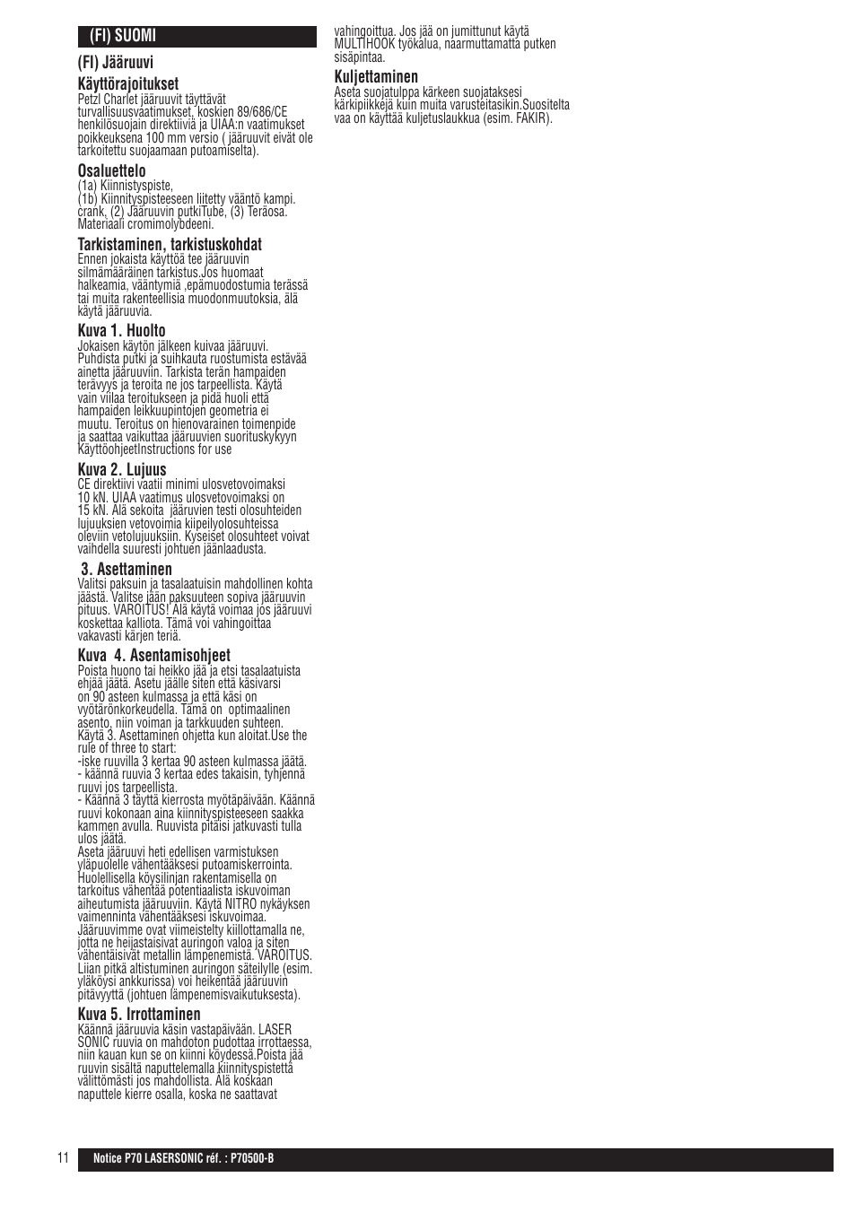 Petzl LASER SONIC User Manual | Page 11 / 21