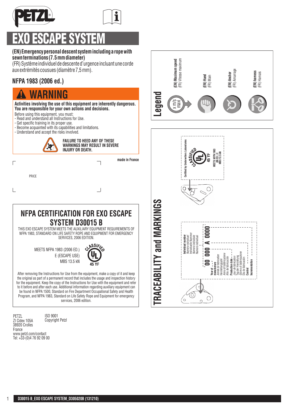 Petzl EXO ESCAPE SYSTEM User Manual | 24 pages