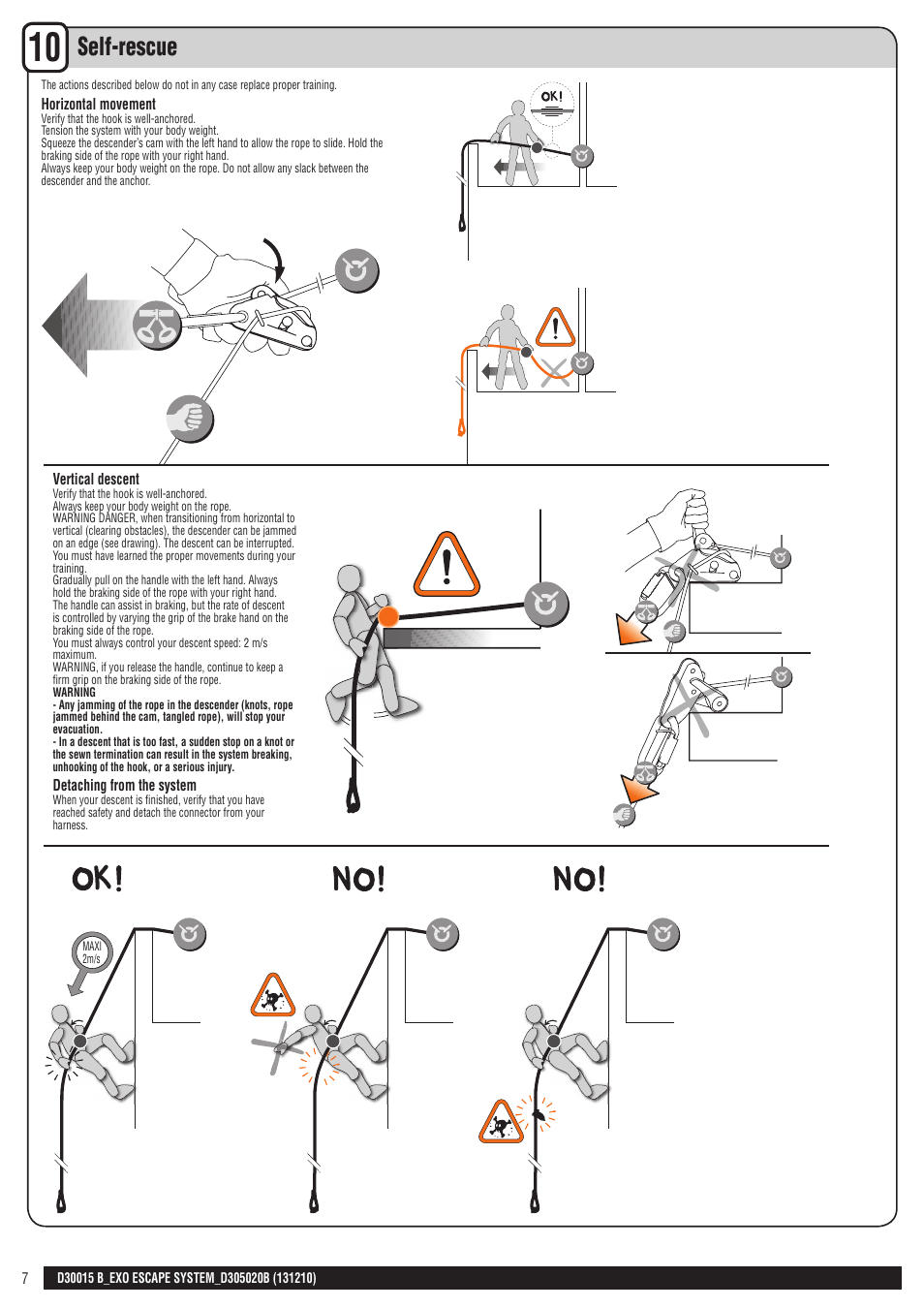 Drawings + en, Self-rescue | Petzl EXO ESCAPE SYSTEM User Manual | Page 7 / 24